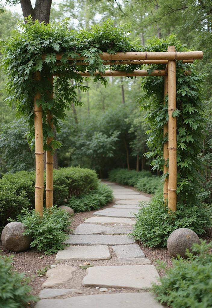 29 Wedding Arbor Ideas That Frame the Moment - 26. Tranquil Zen Arbor