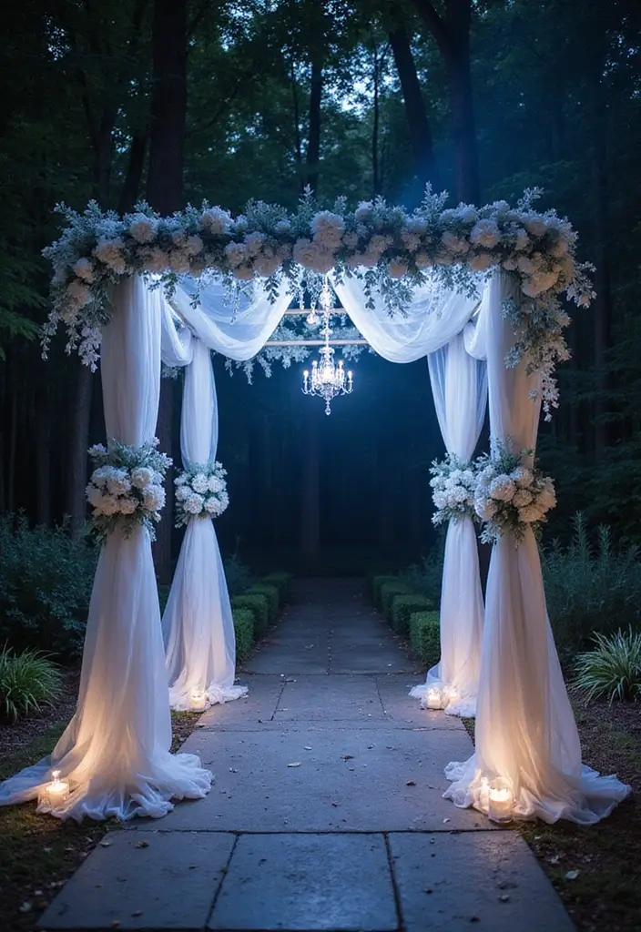 29 Wedding Arbor Ideas That Frame the Moment - 27. Moonlight Arbor