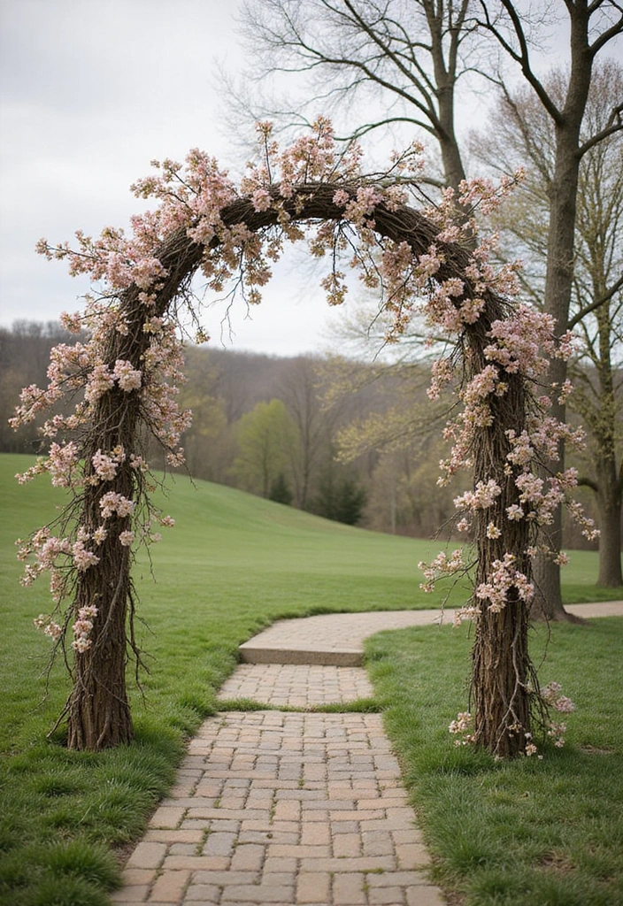 29 Wedding Arbor Ideas That Frame the Moment - 7. Branch and Blossom Arbor