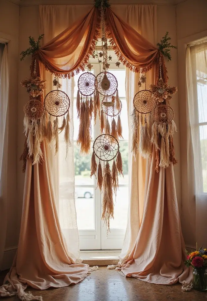 29 Wedding Drapery Ideas That Transform Any Venue - 10. Boho Dreamcatcher Accents