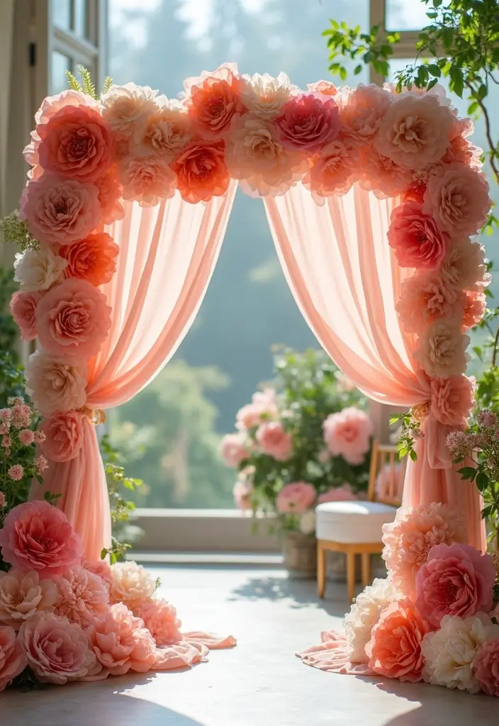 29 Wedding Drapery Ideas That Transform Any Venue - 17. Whimsical Fabric Flowers