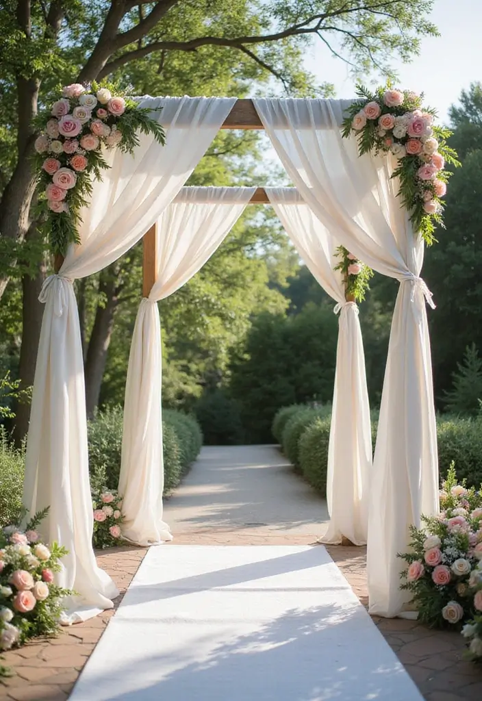 29 Wedding Drapery Ideas That Transform Any Venue - 24. Soft Drapery for Ceremony Arches