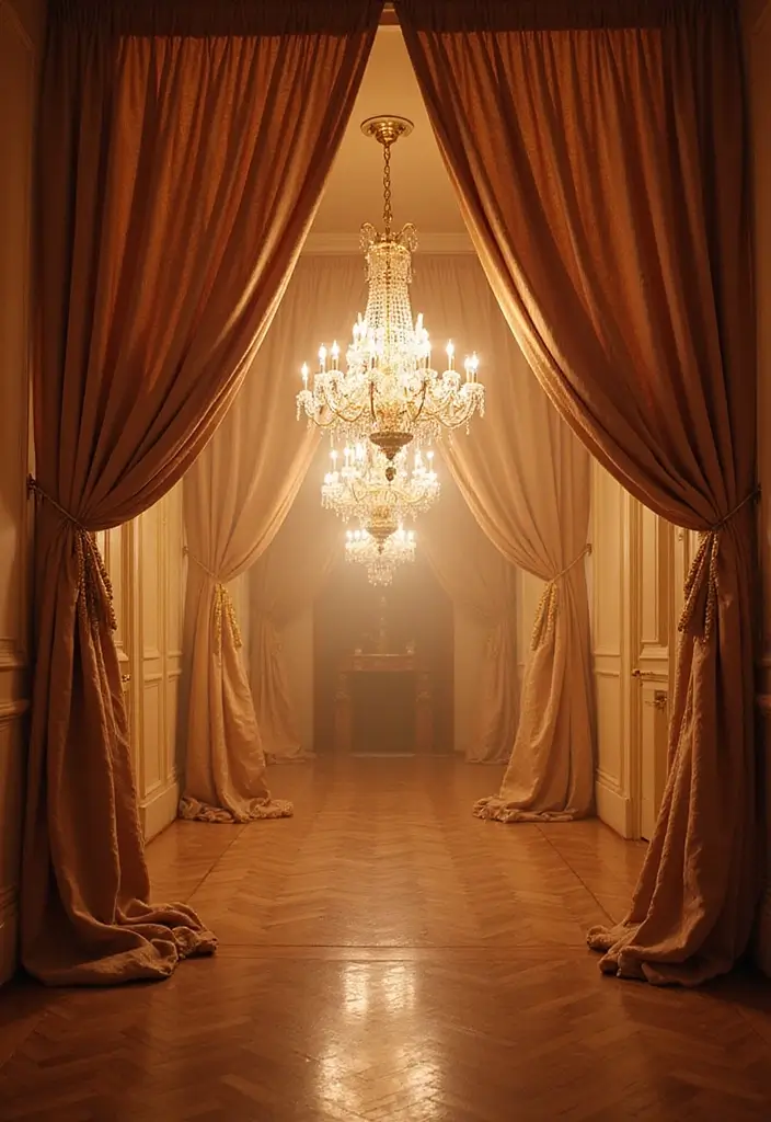 29 Wedding Drapery Ideas That Transform Any Venue - 8. Drapery with Chandeliers
