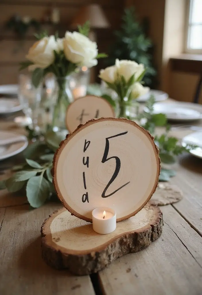 29 Welcome Bride Decoration Ideas That Say Wow - 20. Rustic Table Numbers