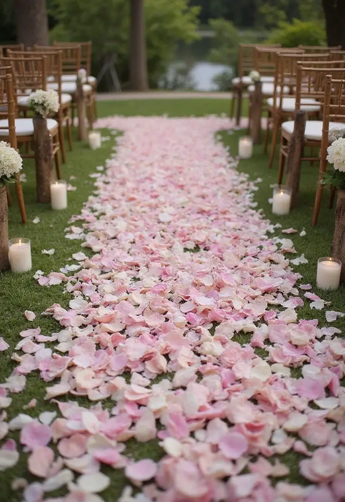 29 Welcome Bride Decoration Ideas That Say Wow - 22. Flower Petal Aisle