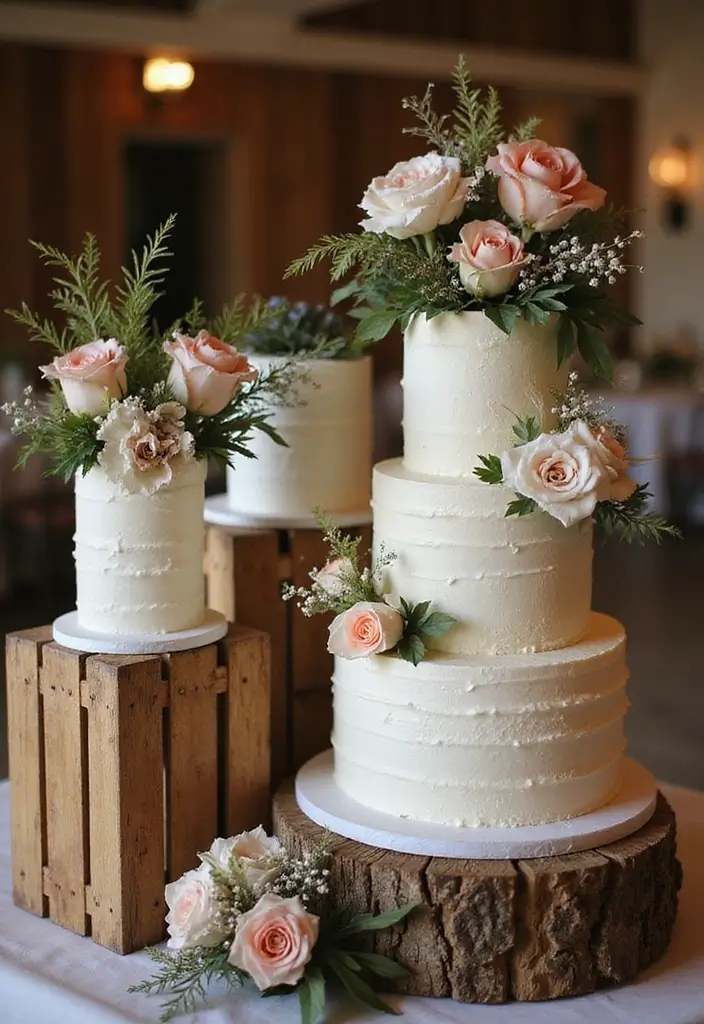 29 Welcome Bride Decoration Ideas That Say Wow - 23. Rustic Cake Display