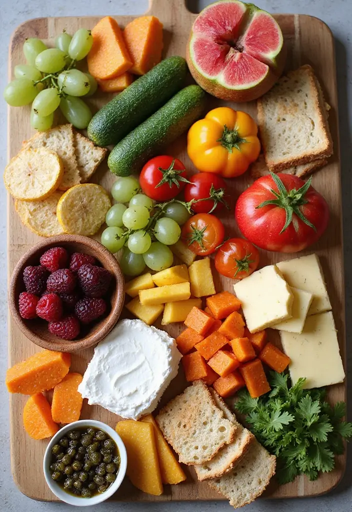 25 Bridal Shower Charcuterie Board Ideas That Guests Will Love - 12. Vegan Charcuterie Board
