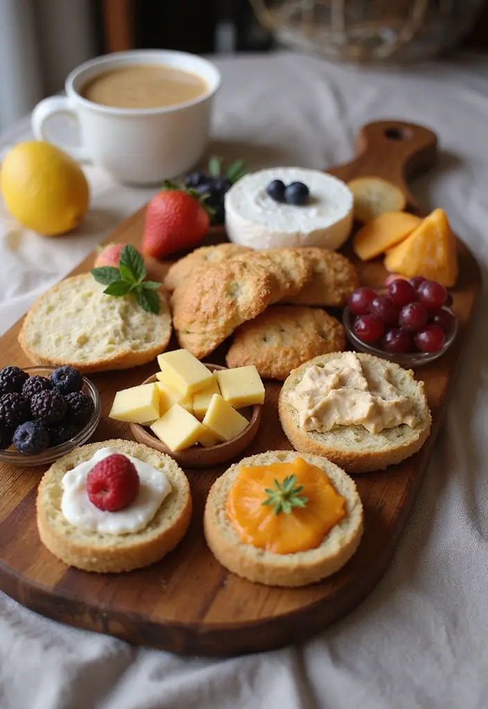 25 Bridal Shower Charcuterie Board Ideas That Guests Will Love - 17. Savory Scones and Spreads Board