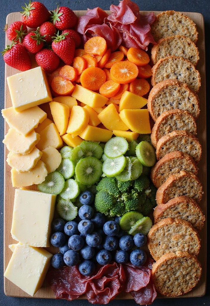 25 Bridal Shower Charcuterie Board Ideas That Guests Will Love - 23. Colorful Rainbow Board