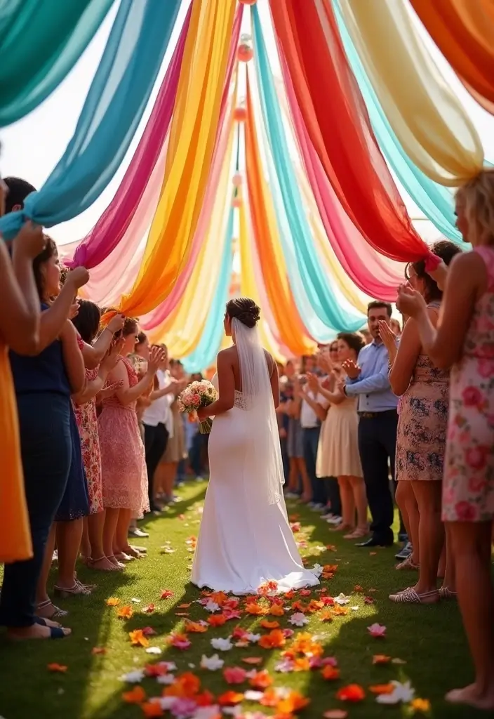 27 Bridal Entry Ideas Indian Style That Wow Guests - 15. Silk Scarf Entry