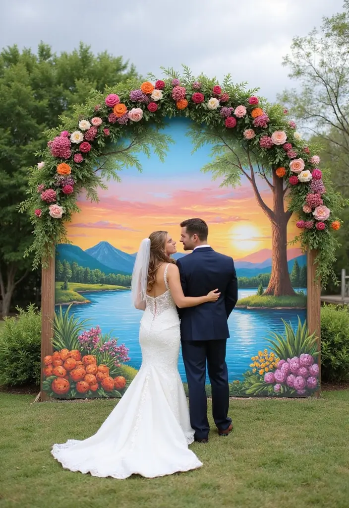 27 Bridal Entry Ideas Indian Style That Wow Guests - 25. Creative Hand-painted Backdrop
