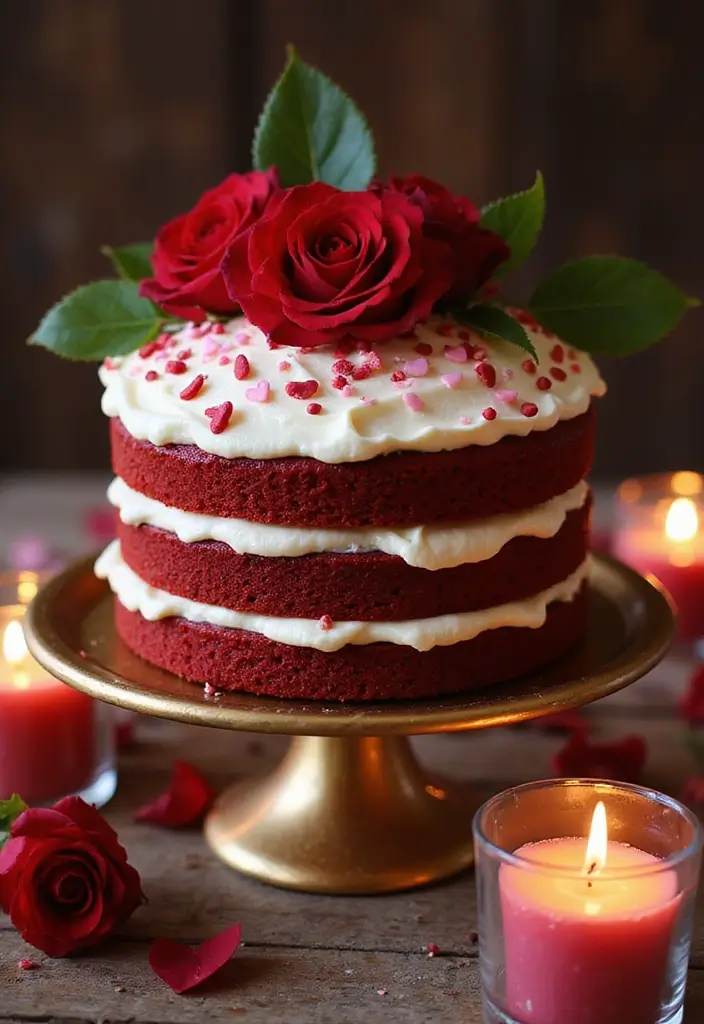 27 One Year Anniversary Cake Ideas That Celebrate Love - 1. Romantic Red Velvet Layer Cake