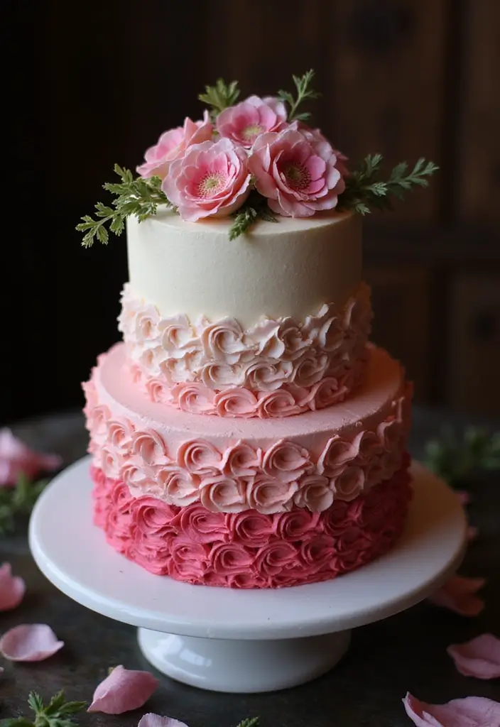 27 One Year Anniversary Cake Ideas That Celebrate Love - 10. Ombre Buttercream Cake