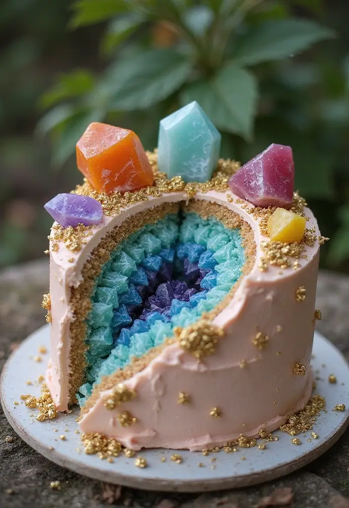 27 One Year Anniversary Cake Ideas That Celebrate Love - 14. Unique Geode Cake