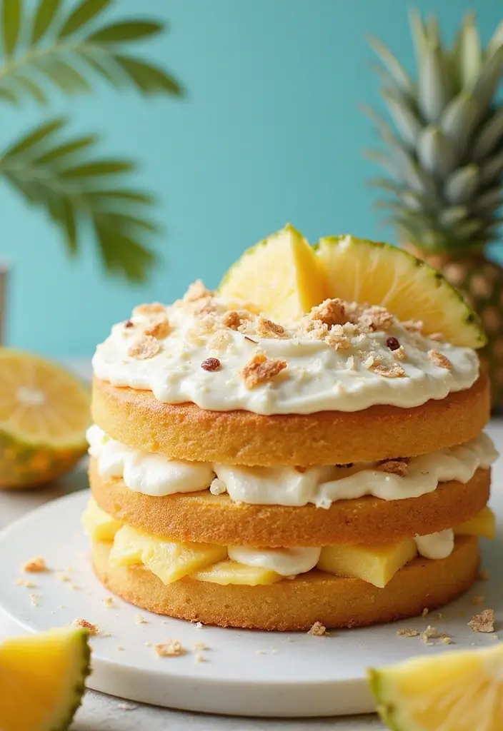 27 One Year Anniversary Cake Ideas That Celebrate Love - 18. Pineapple Coconut Cake