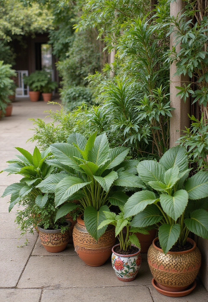 27 Seemantham Decoration Ideas That Honor Tradition - 10. Incorporating Nature with Potted Plants