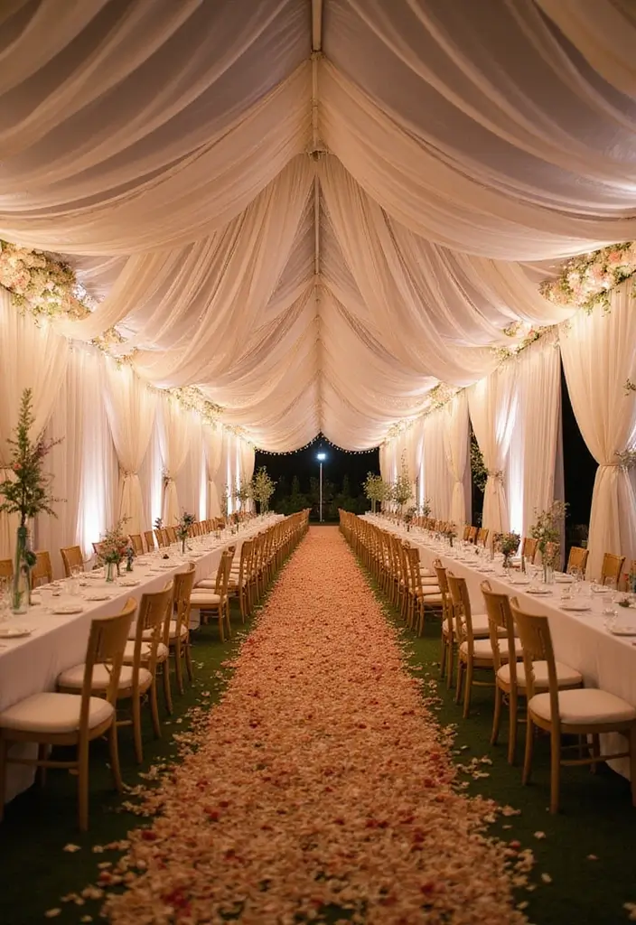 27 Seemantham Decoration Ideas That Honor Tradition - 13. Sheer Fabrics for Soft Decor