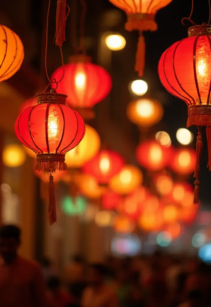 27 Seemantham Decoration Ideas That Honor Tradition - 14. Festive Lanterns for Evening Celebrations