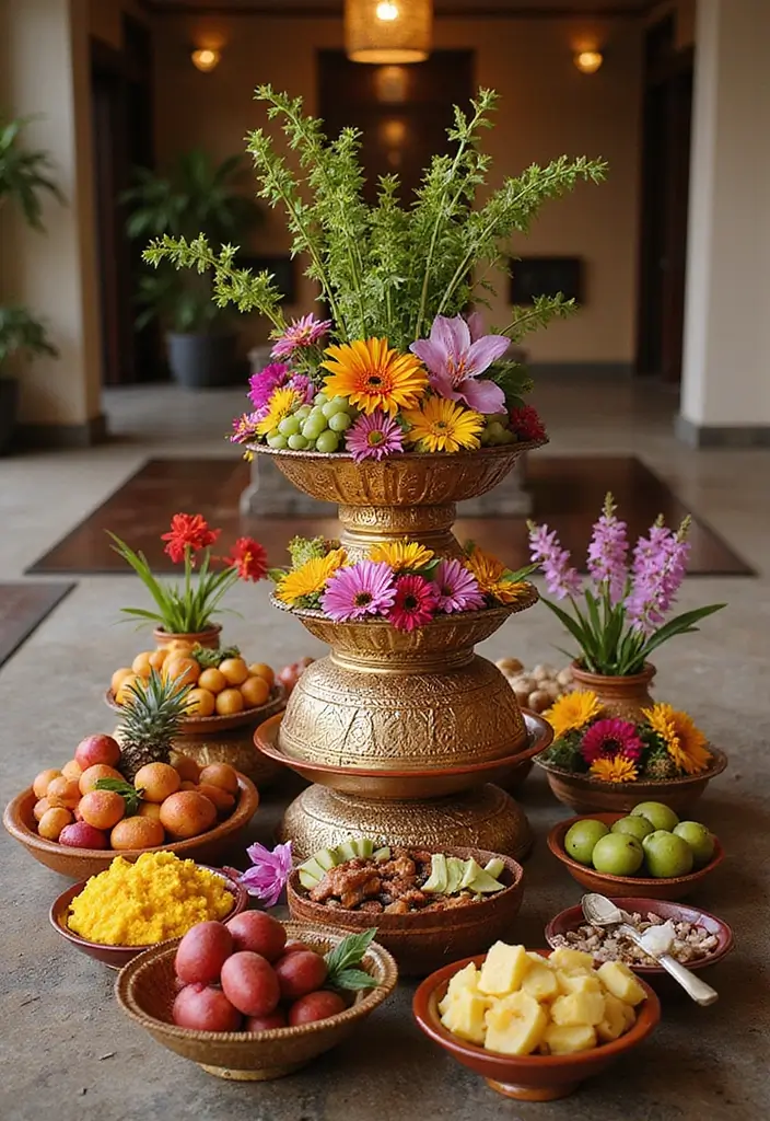 27 Seemantham Decoration Ideas That Honor Tradition - 19. Traditional Dhonnai or Decorative Bowls