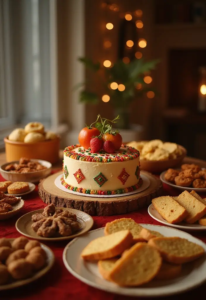 27 Seemantham Decoration Ideas That Honor Tradition - 26. Celebratory Cake and Treats Table