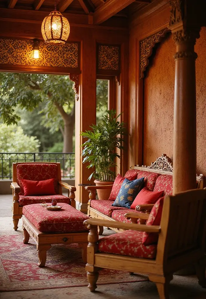 27 Seemantham Decoration Ideas That Honor Tradition - 8. Elegant Traditional Furniture