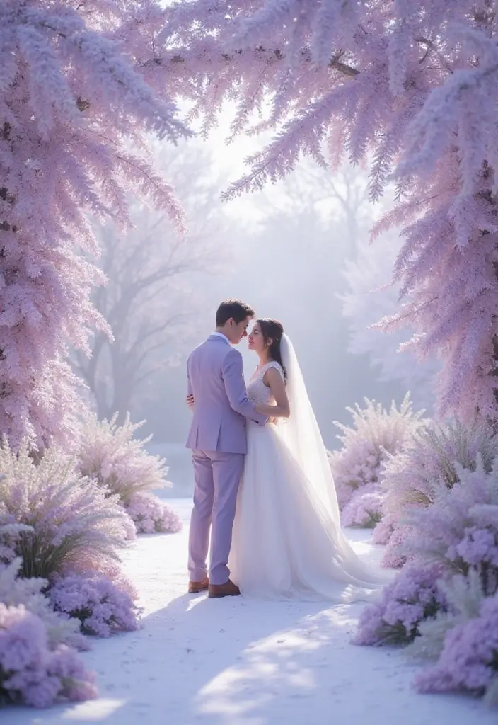 27 Winter Wedding Color Ideas That Feel Cozy And Luxe - 14. Frosted Lavender and White