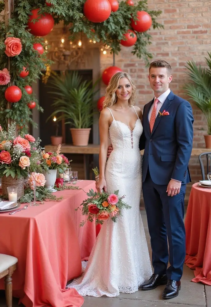 27 Winter Wedding Color Ideas That Feel Cozy And Luxe - 15. Coral and Navy