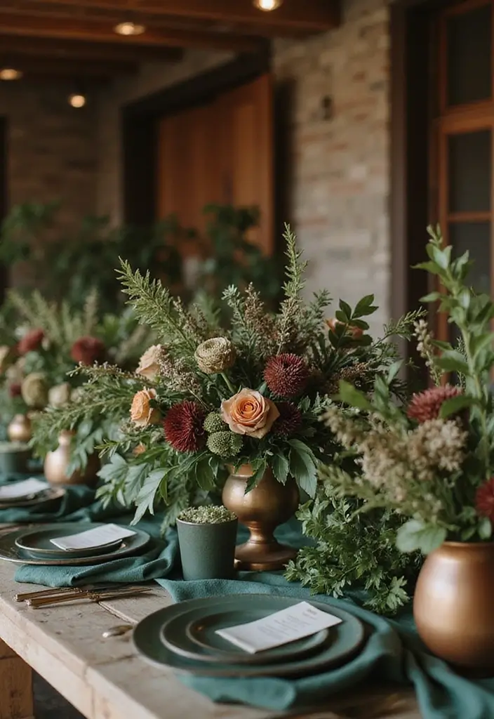 27 Winter Wedding Color Ideas That Feel Cozy And Luxe - 16. Forest Green and Bronze