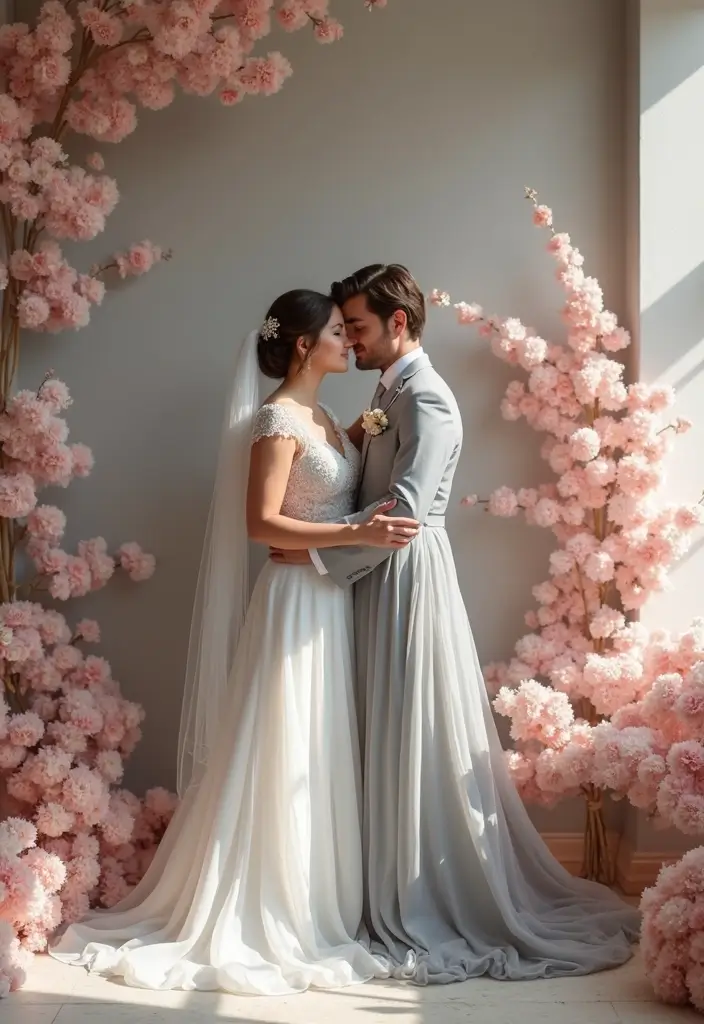 27 Winter Wedding Color Ideas That Feel Cozy And Luxe - 17. Blush Pink and Gray
