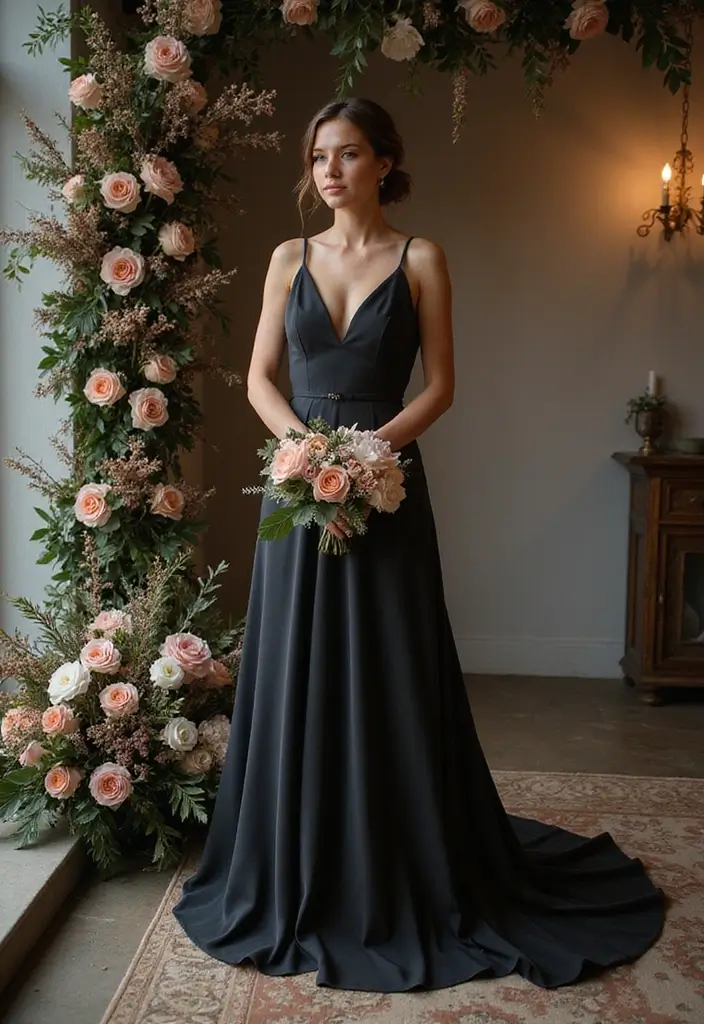 27 Winter Wedding Color Ideas That Feel Cozy And Luxe - 21. Dark Charcoal and Blush
