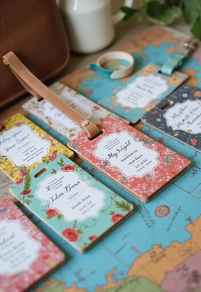 28 Quince Recuerdos Ideas For Guests To Treasure - 22. Customized Luggage Tags