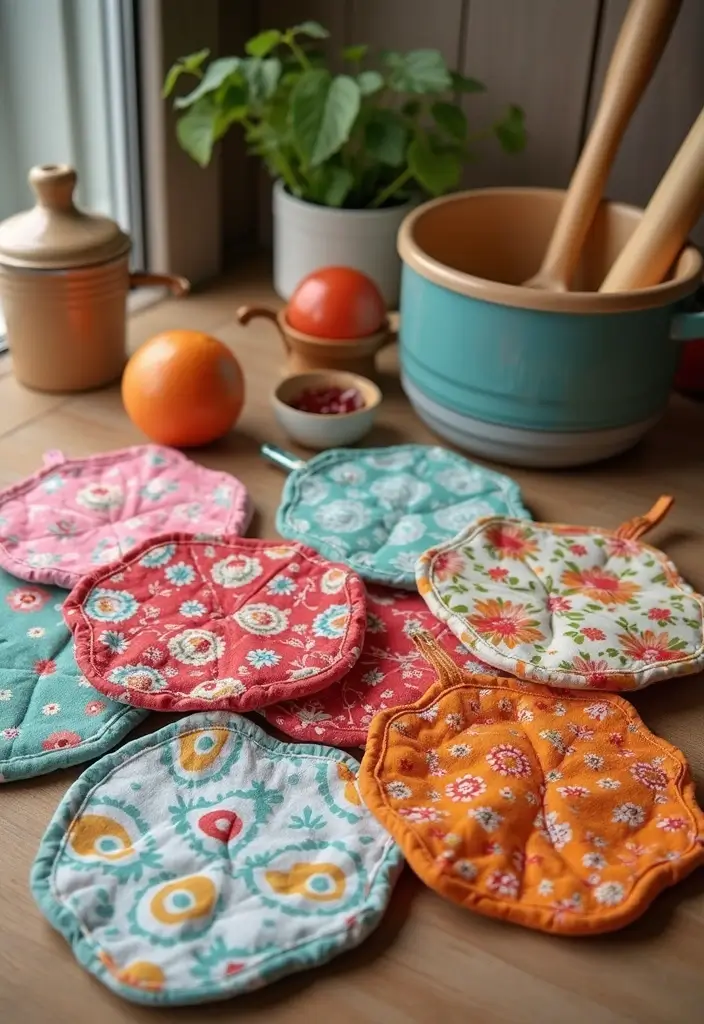 28 Quince Recuerdos Ideas For Guests To Treasure - 26. Handcrafted Pot Holders