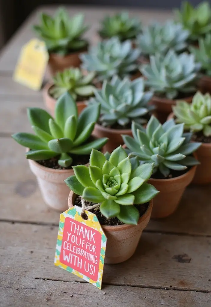 28 Quince Recuerdos Ideas For Guests To Treasure - 3. Miniature Succulent Plants