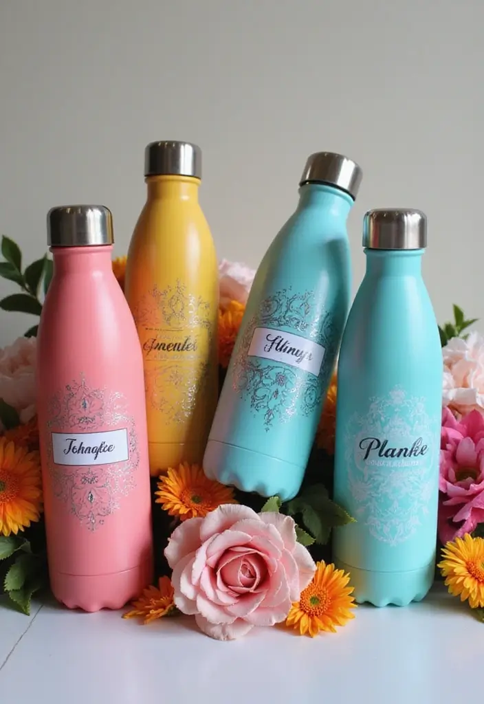 28 Quince Recuerdos Ideas For Guests To Treasure - 5. Customized Water Bottles