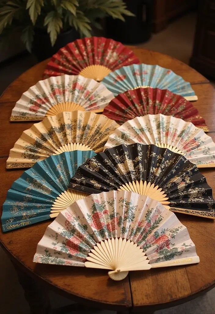 28 Quince Recuerdos Ideas For Guests To Treasure - 9. Elegant Fans