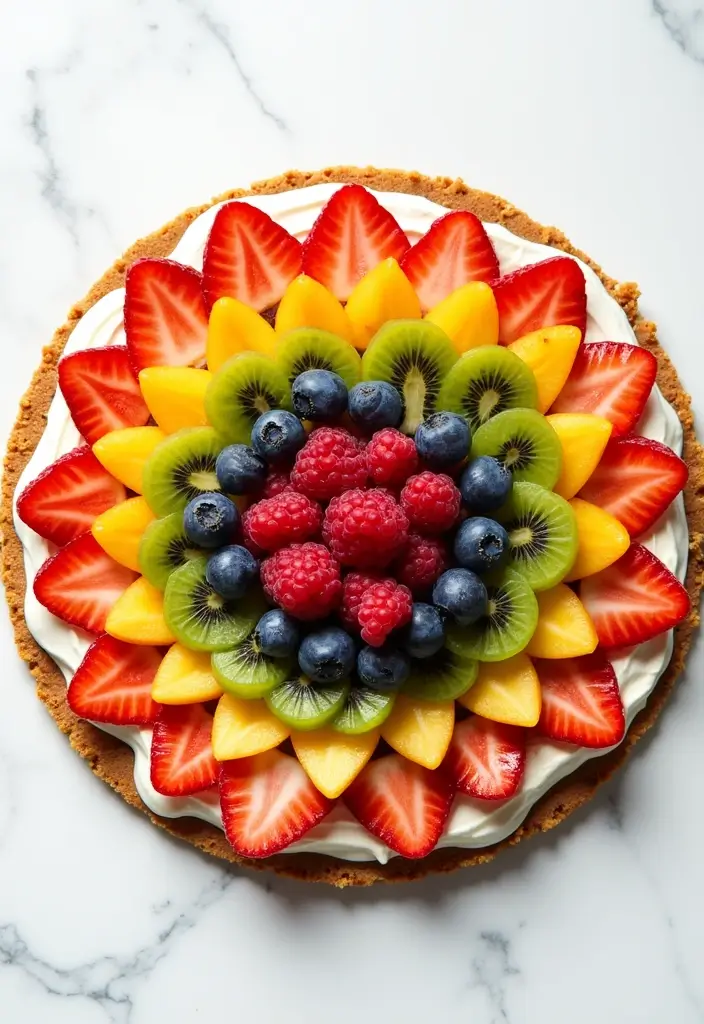 28 Wedding Shower Fruit Tray Ideas That Look Beautiful - 17. Fruit Pizza