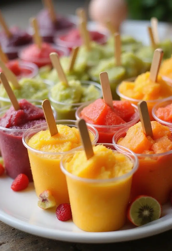 28 Wedding Shower Fruit Tray Ideas That Look Beautiful - 21. Fresh Fruit Popsicles