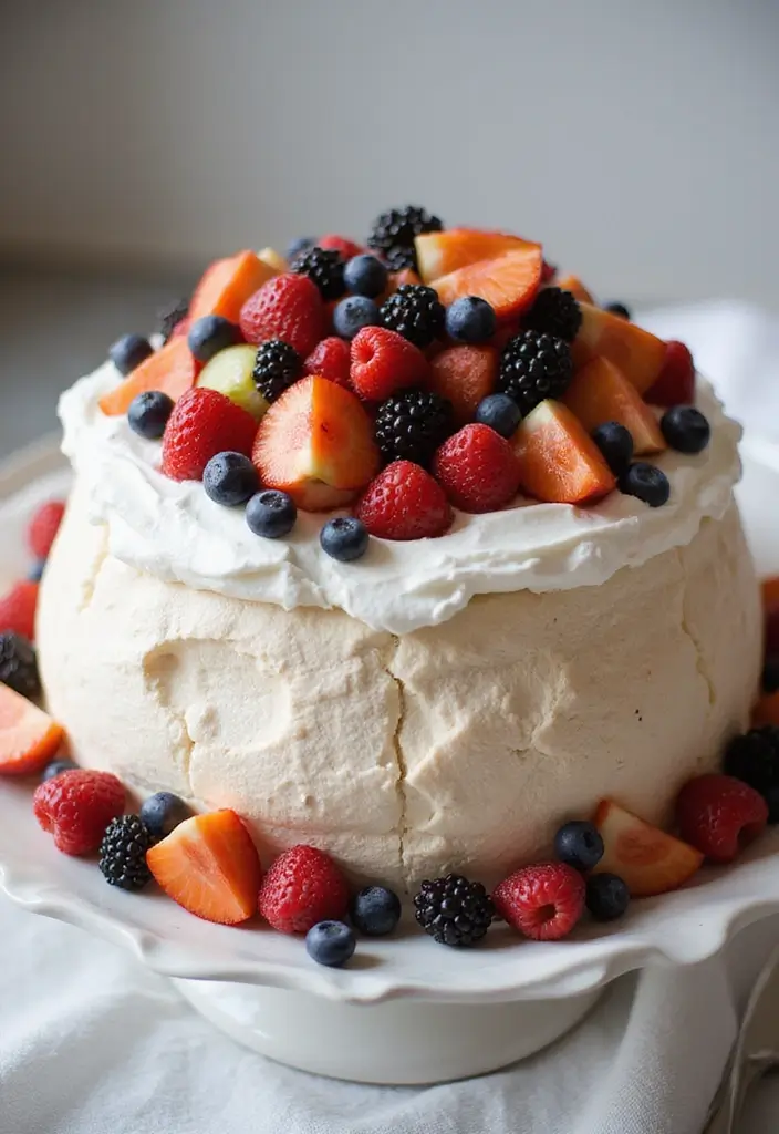 28 Wedding Shower Fruit Tray Ideas That Look Beautiful - 24. Fruit Pavlova