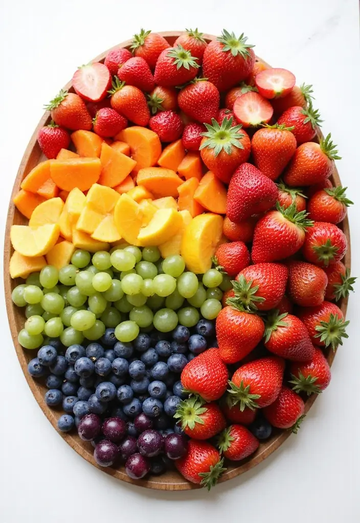 28 Wedding Shower Fruit Tray Ideas That Look Beautiful - 4. Rainbow Fruit Tray