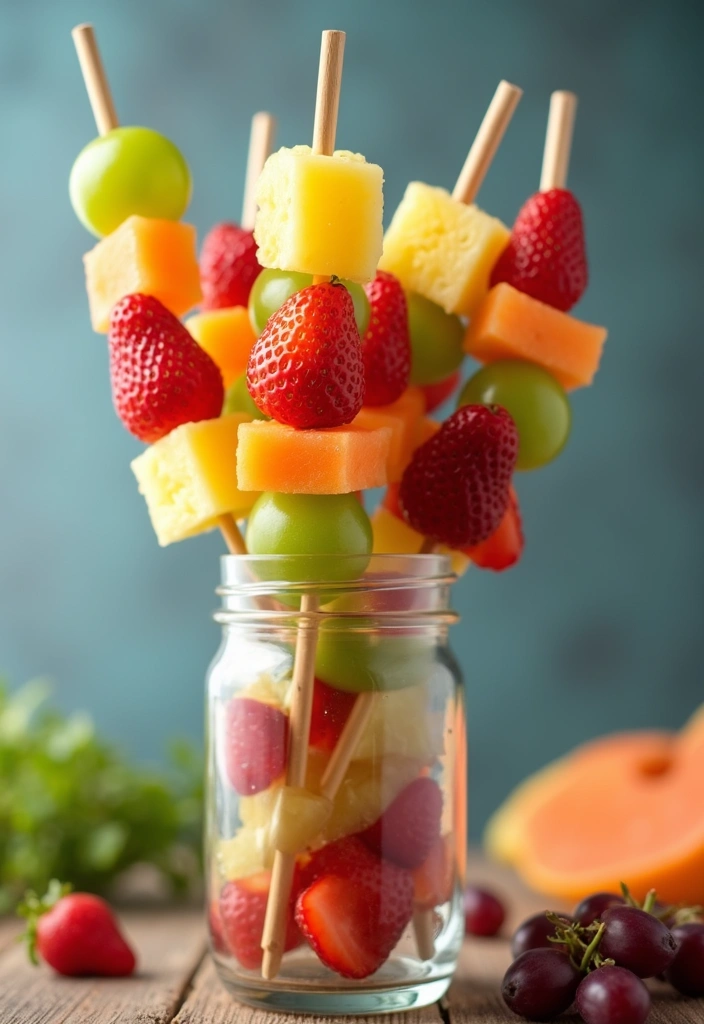 28 Wedding Shower Fruit Tray Ideas That Look Beautiful - 8. Healthy Skewers