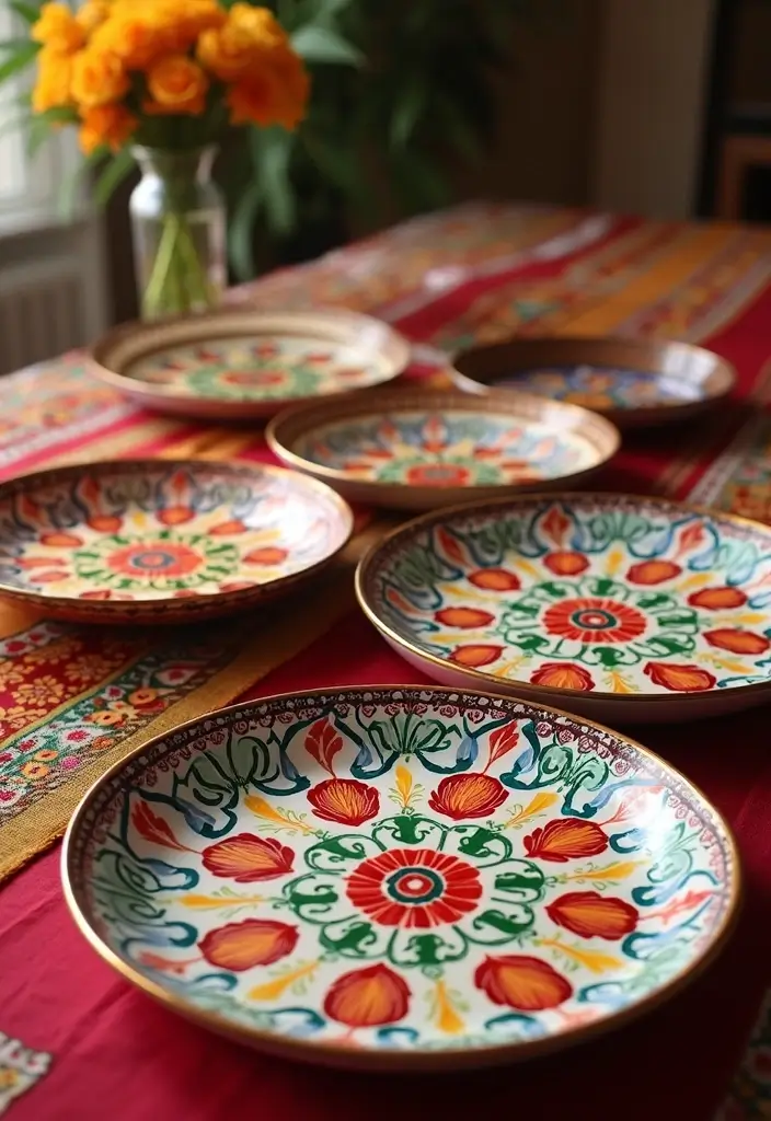 29 Mehndi Platter Ideas That Look Beautiful In Pictures - 17. Modern Art: Hand-Painted Platters