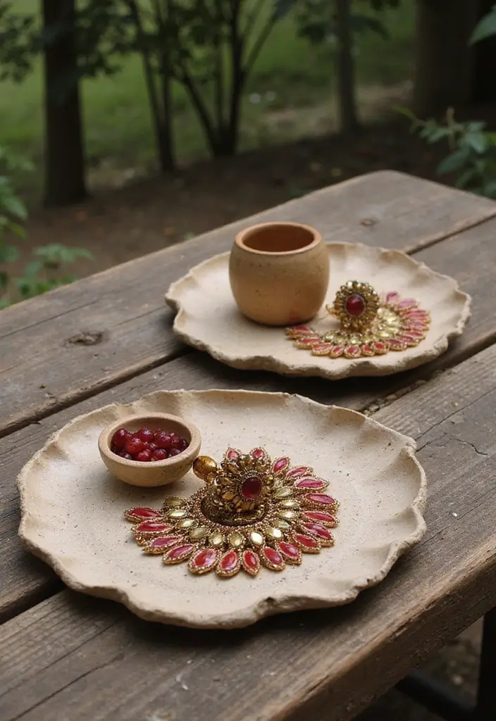 29 Mehndi Platter Ideas That Look Beautiful In Pictures - 25. Nature's Embrace: Stone Platters