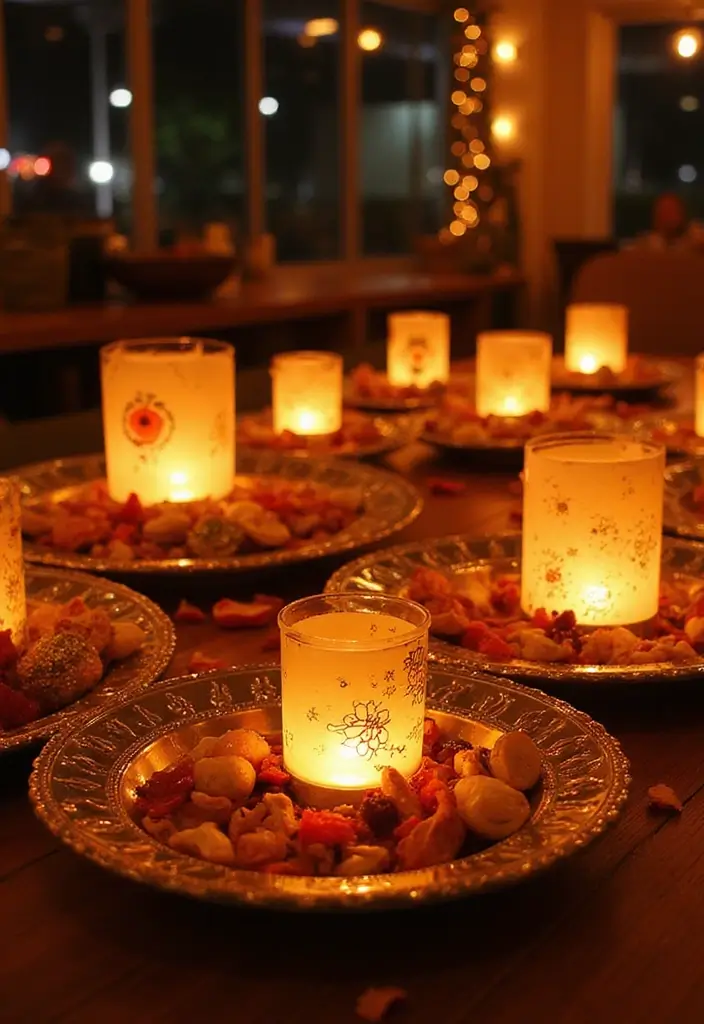 29 Mehndi Platter Ideas That Look Beautiful In Pictures - 26. Eco-Friendly Lighting: Lantern Platters