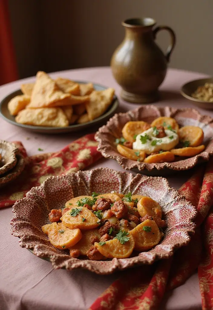 29 Mehndi Platter Ideas That Look Beautiful In Pictures - 8. Textured Tapestry: Fabric-Covered Platters
