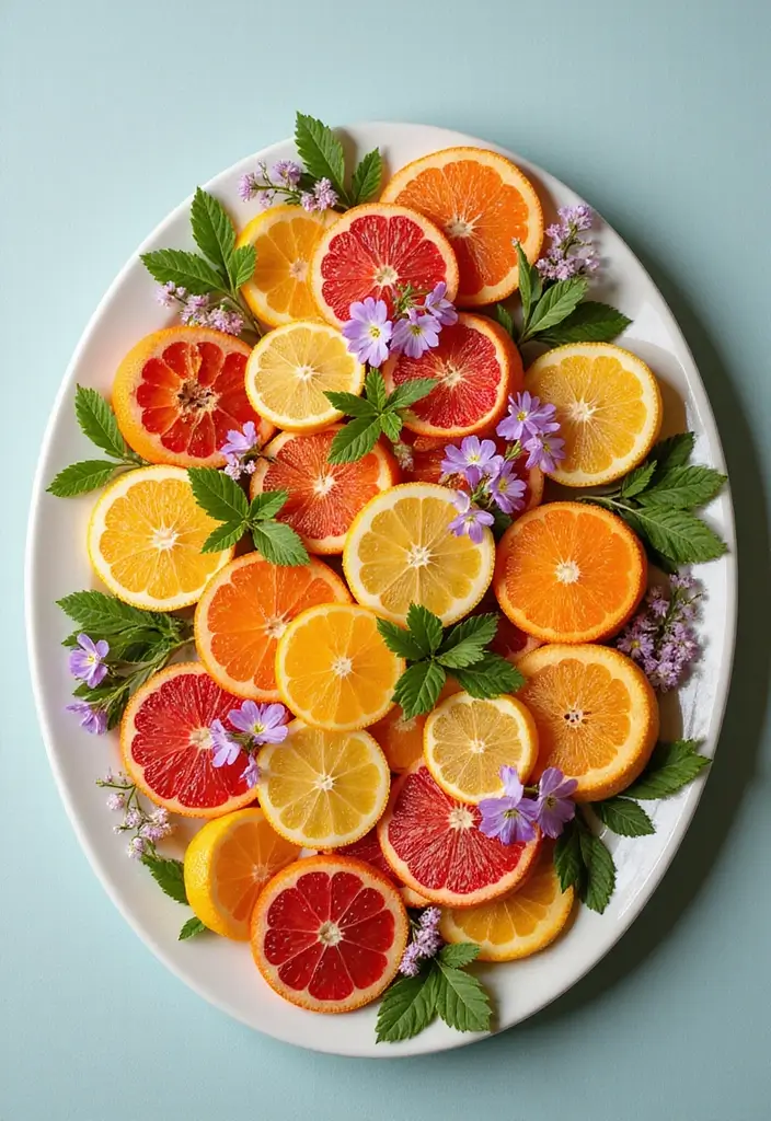 29 Mehndi Platter Ideas That Look Beautiful In Pictures - 9. Citrus Slices: Fruit-Inspired Platters