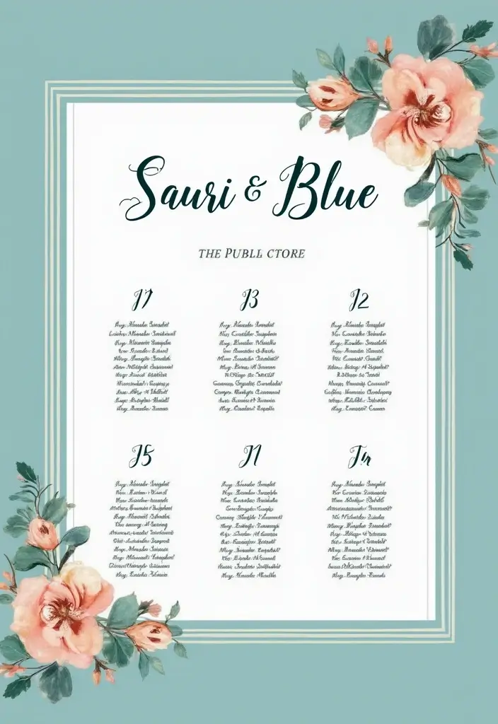 29 Tiffany And Company Party Ideas With Elegant Blue Touches - 11. Tiffany Blue Seating Chart