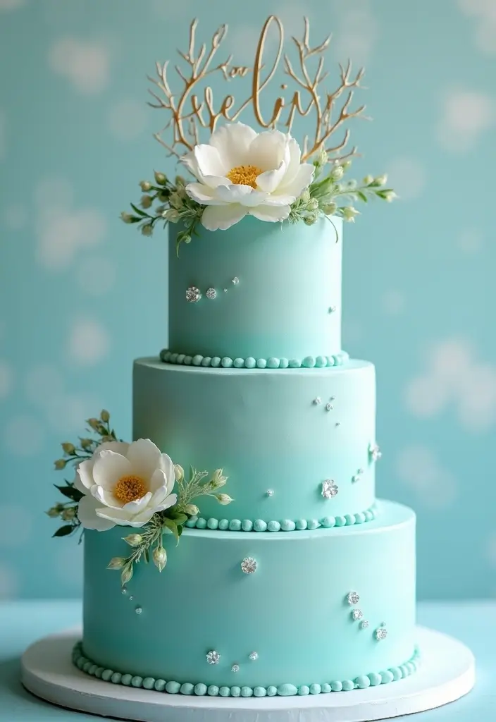 29 Tiffany And Company Party Ideas With Elegant Blue Touches - 12. Tiffany Blue Wedding Cake Topper