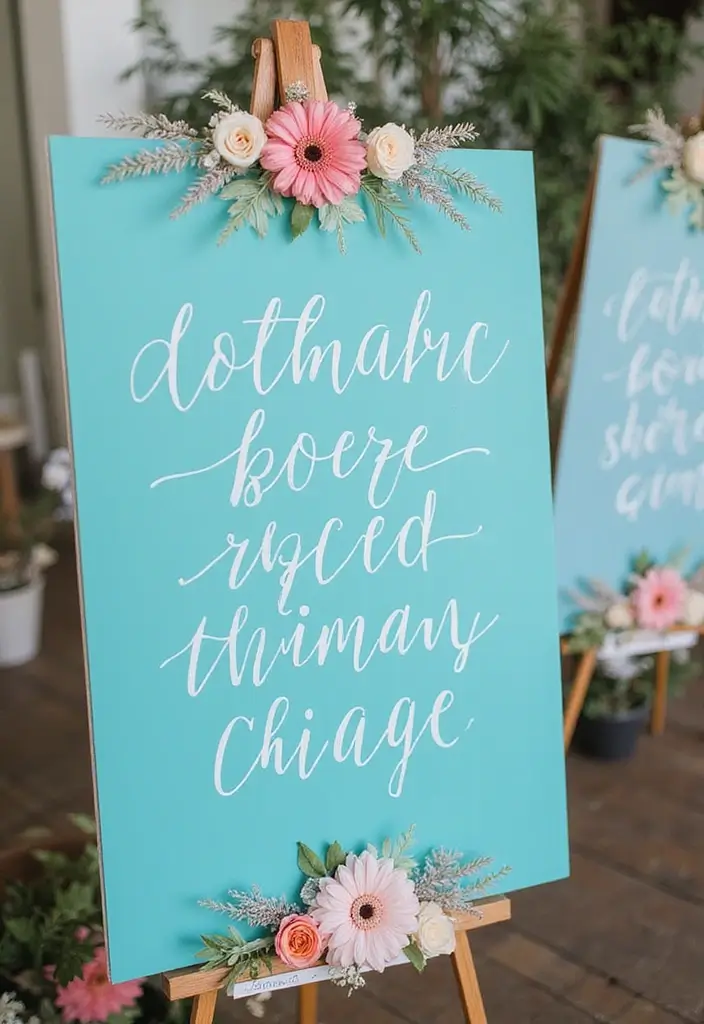 29 Tiffany And Company Party Ideas With Elegant Blue Touches - 15. Tiffany Blue Decor for Signage