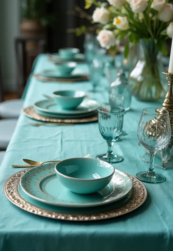29 Tiffany And Company Party Ideas With Elegant Blue Touches - 17. Tiffany Blue Luxurious Linens