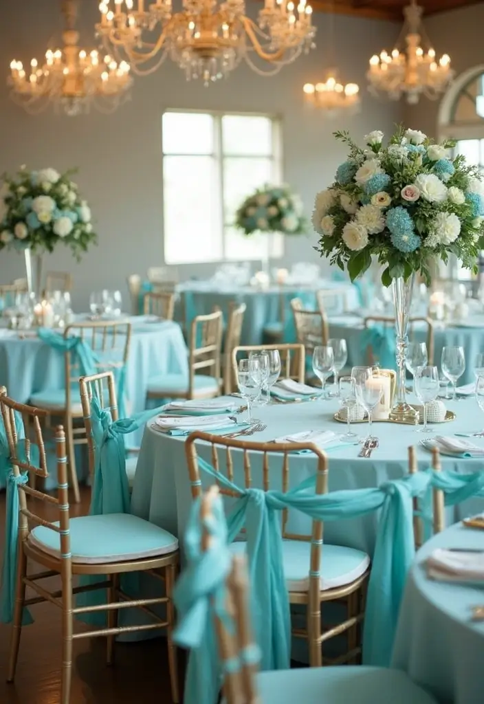 29 Tiffany And Company Party Ideas With Elegant Blue Touches - 19. Tiffany Blue Seating Arrangements